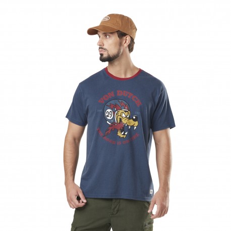 T-shirt col rond homme en acid wash Wolf