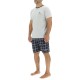 Ensemble Pyjama court homme en coton à carreaux et Logo poitrine