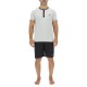 Ensemble Pyjama court homme en coton uni col boutonné & Logo poitrine