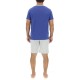 Ensemble Pyjama court homme en coton uni col boutonné & Logo poitrine