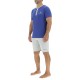 Ensemble Pyjama court homme en coton uni col boutonné & Logo poitrine