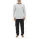 Ensemble Pyjama long homme en coton uni Logo poitrine