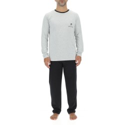 Ensemble Pyjama long homme en coton uni Logo poitrine