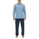 Ensemble Pyjama long homme en coton uni Logo poitrine