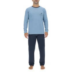 Ensemble Pyjama long homme en coton uni Logo poitrine