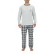 Ensemble Pyjama long homme en popeline à carreaux et Logo poitrine