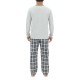 Ensemble Pyjama long homme en popeline à carreaux et Logo poitrine