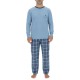 Ensemble Pyjama long homme en popeline à carreaux et Logo poitrine