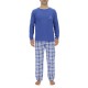 Ensemble Pyjama long homme en popeline à carreaux et Logo poitrine
