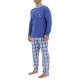 Ensemble Pyjama long homme en popeline à carreaux et Logo poitrine