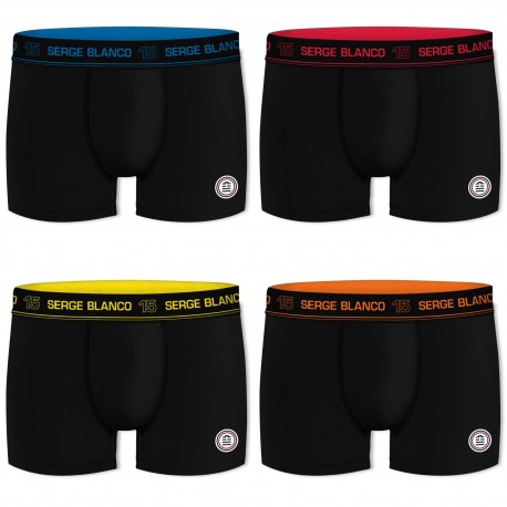 Lot de 4 boxers homme en coton Class uni ceinture colorée
