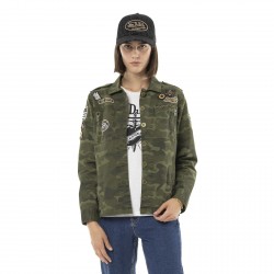 Veste militaire femme imprimé camouflage avec patchs