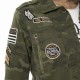 Veste militaire femme imprimé camouflage avec patchs