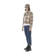 Veste femme à carreaux doublée sherpa avec patchs