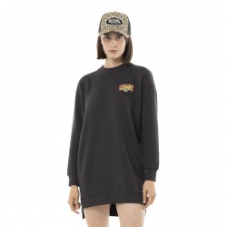Robe sweat femme manches longues avec print dos et zip sur côté