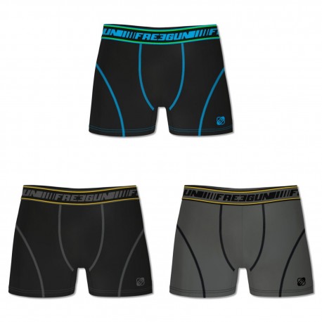 Lot de 3 Boxers Homme Freegun Clim Noir