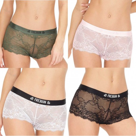 Lot de 4 Boxers Dentelle Femme Miss Freegun