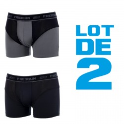 Lot 2 Boxers Homme Aktiv Performance Gris et Noir