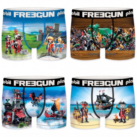 Lot de 4 boxers Garçon Freegun Playmobil Multicolore