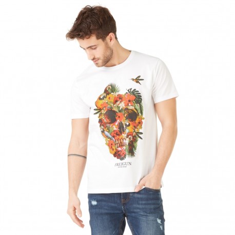 T-shirt Homme Freegun Flowers Blanc