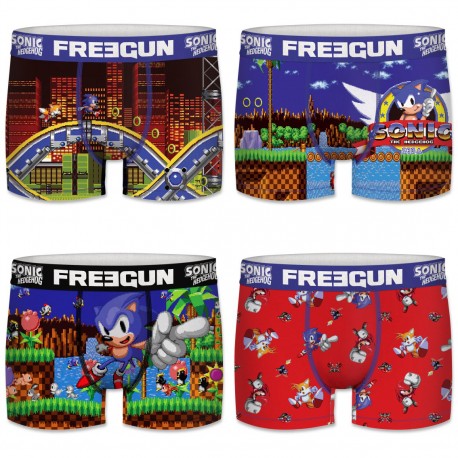 Lot de 4 boxers Homme Freegun Sonic Sega Multicolore