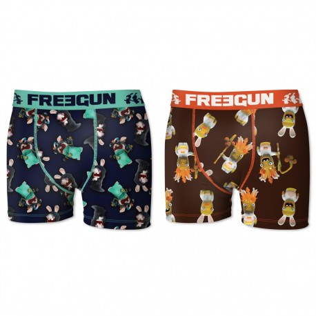 Lot de 2 boxers Homme Freegun Lapins Crétins Multicolore