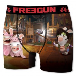 Boxer Homme Freegun Lapins Crétins Selfy Marron