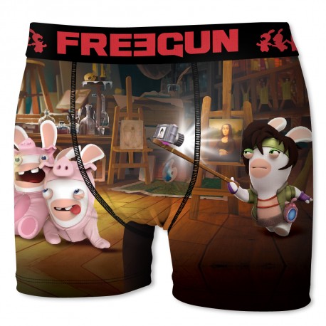 Boxer Homme Freegun Lapins Crétins Selfy Marron