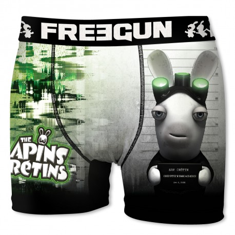 Boxer Homme Freegun Lapins Crétins Suspect Gris