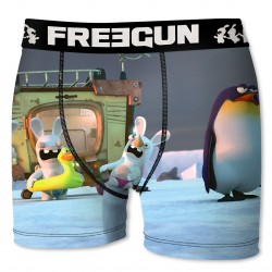 Boxer Garçon Freegun Lapins Crétins Banquise Gris