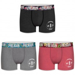 Lot de 3 Boxers Coton Homme Freegun Uni Multicolore