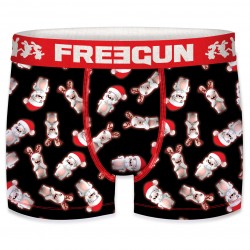 Boxer Homme Freegun Lapins Crétins Christmas Noir