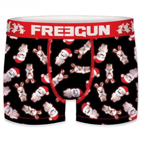 Boxer Homme Freegun Lapins Crétins Christmas Noir