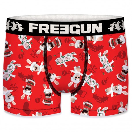 Boxer Homme Freegun Lapins Crétins Père Noël Rouge