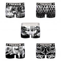 Lot de 5 boxers Homme Freegun Black&White Noir