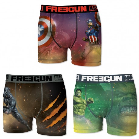 Boxers hommme microfibre Packx3 Freegun Marvel E1