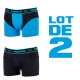 Lot 2 Boxers Homme Aktiv Performance Bleu et Noir