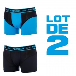 Lot 2 Boxers Homme Aktiv Performance Bleu et Noir