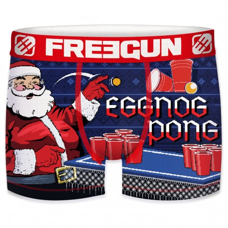Boxer homme en microfibre eggnog Pong Freegun bleu et rouge