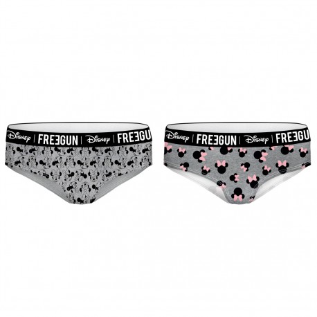 Lot de 2 boxers fille coton Freegun Disney Minnie Gris