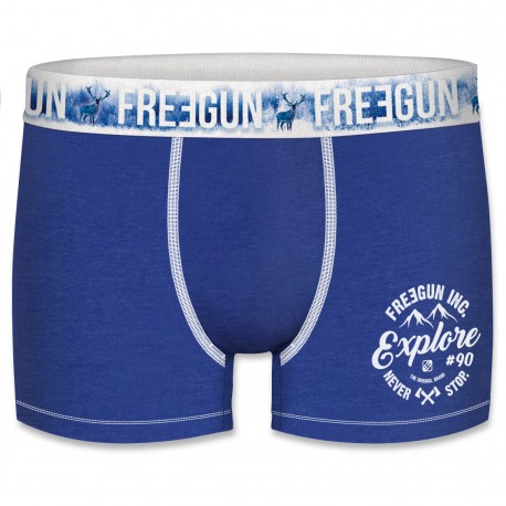 Boxer homme coton Freegun Wint Explore Bleu