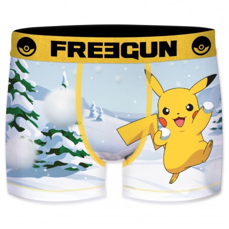 Boxer garcon microfibre Freegun Neige Pokemon Multicolore