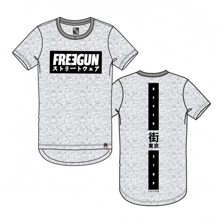 Tee Shirt Homme Freegun Never Stop Gris