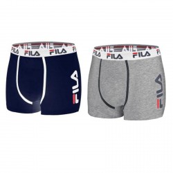 Lot de 2 boxers coton homme Fila 5040 Bleu marine et Gris