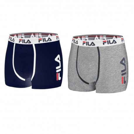 Lot de 2 boxers coton homme Fila 5040 Bleu marine et Gris