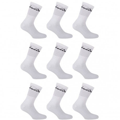 Lot de 9 paires chaussettes Tennis Homme Diadora Blanches