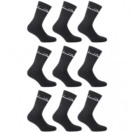 Lot de 9 paires chaussettes Tennis Homme Diadora Noires