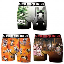 Boxers garçon microfibre Packx3 Freegun Lapin Cretin E1
