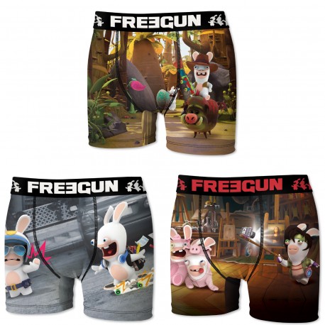Boxers homme microfibre Packx3 Freegun Lapin Cretin E1