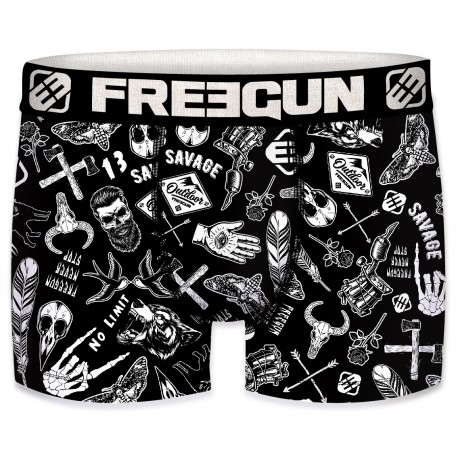 Boxer homme Freegun Tatouage Noir